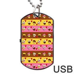 Cupcakes Pattern Dog Tag Usb Flash (two Sides)  by Valentinaart