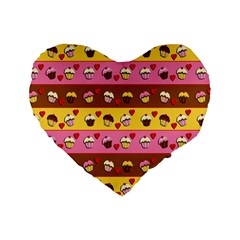 Cupcakes Pattern Standard 16  Premium Heart Shape Cushions by Valentinaart