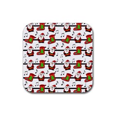 Xmas Song Pattern Rubber Coaster (square)  by Valentinaart