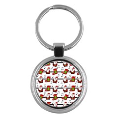 Xmas Song Pattern Key Chains (round) 