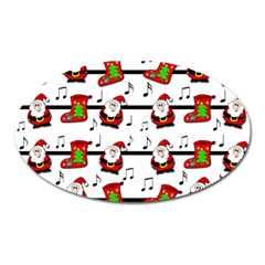 Xmas Song Pattern Oval Magnet by Valentinaart