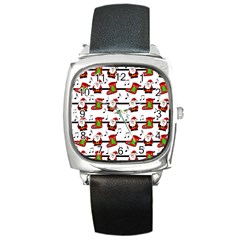 Xmas Song Pattern Square Metal Watch by Valentinaart