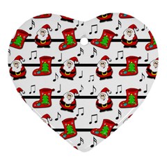 Xmas Song Pattern Heart Ornament (2 Sides) by Valentinaart