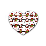 Xmas song pattern Heart Coaster (4 pack)  Front