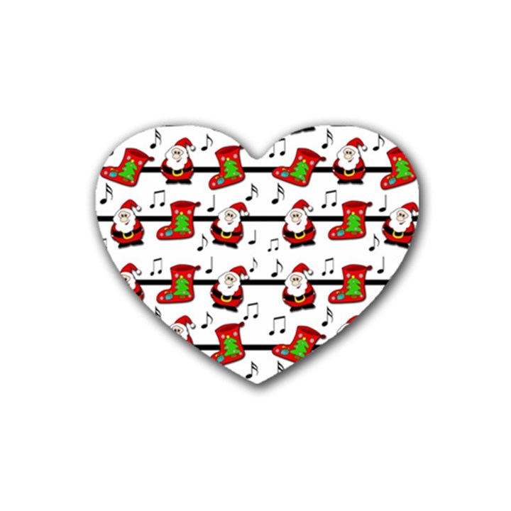 Xmas song pattern Heart Coaster (4 pack) 