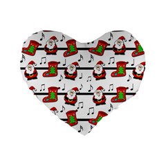 Xmas Song Pattern Standard 16  Premium Heart Shape Cushions by Valentinaart