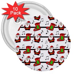 Xmas Song Pattern 3  Buttons (10 Pack)  by Valentinaart