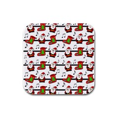 Xmas Song Pattern Rubber Square Coaster (4 Pack)  by Valentinaart