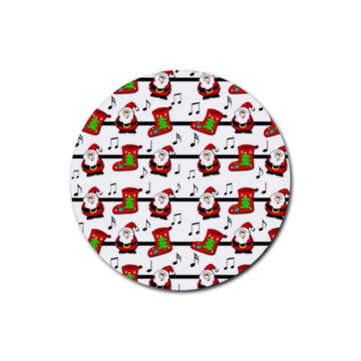 Xmas song pattern Rubber Round Coaster (4 pack) 