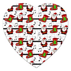 Xmas Song Pattern Jigsaw Puzzle (heart) by Valentinaart