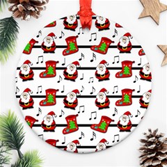 Xmas Song Pattern Round Ornament (two Sides)  by Valentinaart