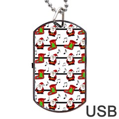 Xmas Song Pattern Dog Tag Usb Flash (two Sides)  by Valentinaart