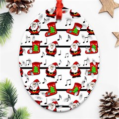 Xmas Song Pattern Oval Filigree Ornament (2-side)  by Valentinaart