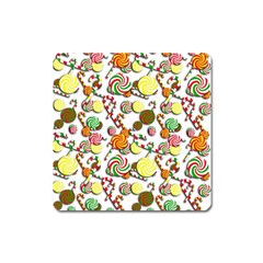 Xmas Candy Pattern Square Magnet by Valentinaart