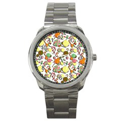 Xmas Candy Pattern Sport Metal Watch by Valentinaart