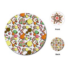 Xmas Candy Pattern Playing Cards (round)  by Valentinaart