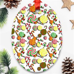 Xmas Candy Pattern Oval Ornament (two Sides) by Valentinaart