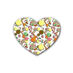 Xmas Candy Pattern Heart Coaster (4 Pack)  by Valentinaart