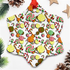 Xmas Candy Pattern Ornament (snowflake)  by Valentinaart