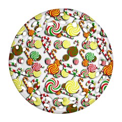 Xmas Candy Pattern Round Filigree Ornament (2side) by Valentinaart