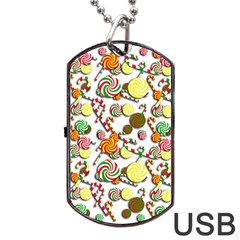 Xmas Candy Pattern Dog Tag Usb Flash (one Side) by Valentinaart