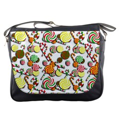 Xmas Candy Pattern Messenger Bags by Valentinaart