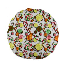 Xmas Candy Pattern Standard 15  Premium Round Cushions by Valentinaart