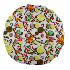 Xmas Candy Pattern Large 18  Premium Round Cushions by Valentinaart