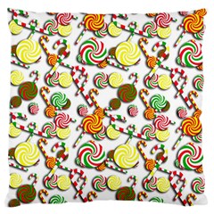 Xmas Candy Pattern Large Flano Cushion Case (one Side) by Valentinaart