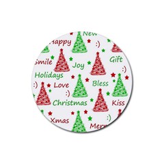 New Year Pattern Rubber Coaster (round)  by Valentinaart