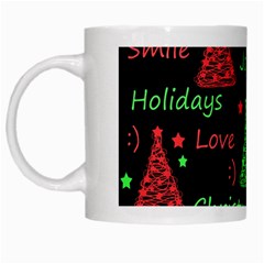 New Year Pattern - Red And Green White Mugs