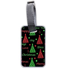 New Year Pattern - Red And Green Luggage Tags (two Sides) by Valentinaart