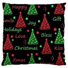 New Year Pattern - Red And Green Large Cushion Case (one Side) by Valentinaart