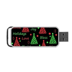 New Year Pattern - Red And Green Portable Usb Flash (one Side) by Valentinaart