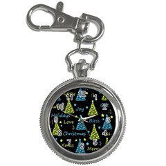 New Year Pattern - Blue And Yellow Key Chain Watches by Valentinaart