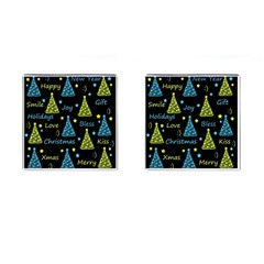 New Year Pattern - Blue And Yellow Cufflinks (square) by Valentinaart