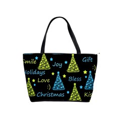 New Year Pattern - Blue And Yellow Shoulder Handbags by Valentinaart