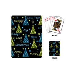 New Year Pattern - Blue And Yellow Playing Cards (mini)  by Valentinaart