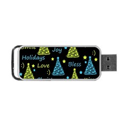 New Year Pattern - Blue And Yellow Portable Usb Flash (two Sides) by Valentinaart