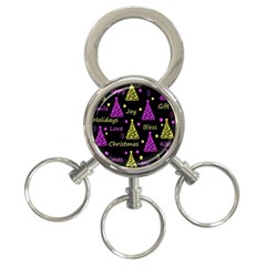 New Year Pattern - Yellow And Purple 3-ring Key Chains by Valentinaart