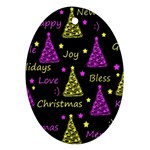 New Year pattern - Yellow and purple Oval Ornament (Two Sides) Back