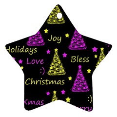 New Year Pattern - Yellow And Purple Star Ornament (two Sides)  by Valentinaart