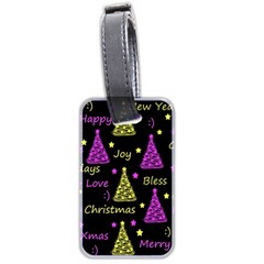 New Year Pattern - Yellow And Purple Luggage Tags (two Sides) by Valentinaart