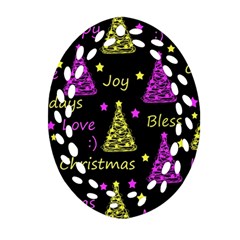 New Year Pattern - Yellow And Purple Ornament (oval Filigree)  by Valentinaart