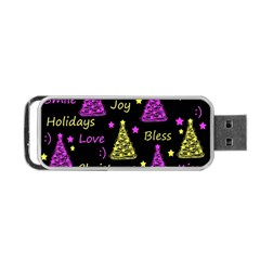 New Year Pattern - Yellow And Purple Portable Usb Flash (one Side) by Valentinaart