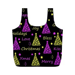 New Year Pattern - Yellow And Purple Full Print Recycle Bags (m)  by Valentinaart