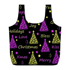 New Year Pattern - Yellow And Purple Full Print Recycle Bags (l)  by Valentinaart