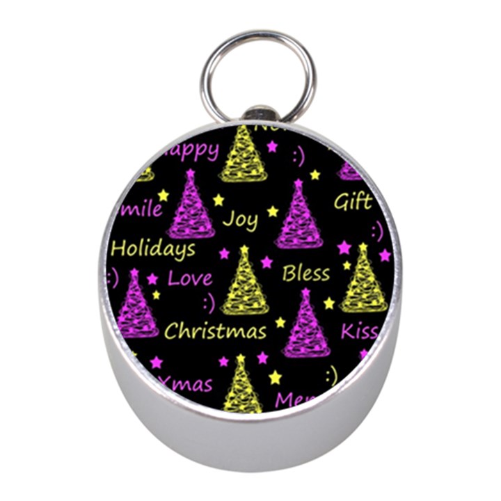 New Year pattern - Yellow and purple Mini Silver Compasses