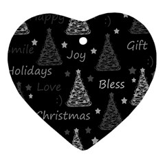 New Year Pattern - Gray Heart Ornament (2 Sides) by Valentinaart