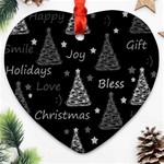 New Year pattern - gray Heart Ornament (2 Sides) Front